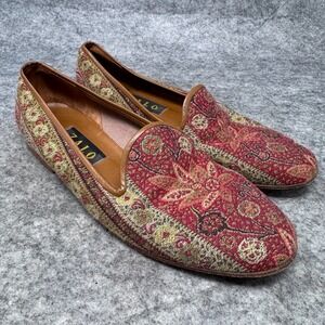 Vtg ZALO Needlepoint Embroidered Loafers Shoes Womens 9N 9 Narrow Floral Boho